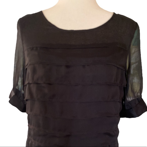NWT Tulle Anthropologie Black Layered Semi-Sheer Sleeve  Tunic Dress - L - Picture 2 of 11